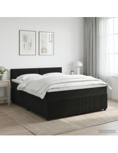 Letto box spring con materasso Nero 160 x 200 cm Velluto
