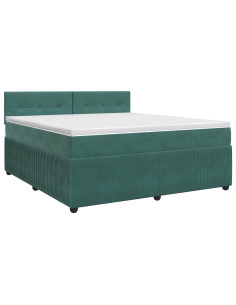 Letto box spring con materasso Verde Scuro 160 x 200 cm Velluto