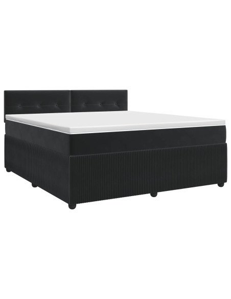 Letto box spring con materasso Nero 160 x 200 cm Velluto