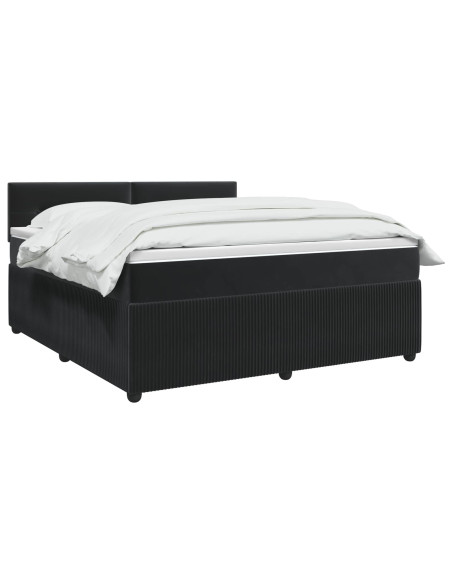Letto box spring con materasso Nero 160 x 200 cm Velluto