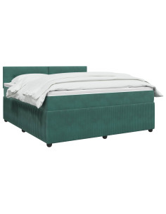 Letto box spring con materasso Verde Scuro 160 x 200 cm Velluto 2