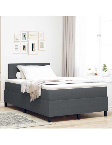 Letto a Sorgente LED Grigio Scuro e Bianco 120 x 200 cm