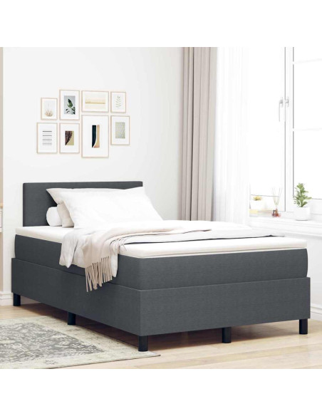 Letto a Sorgente LED Grigio Scuro e Bianco 120 x 200 cm