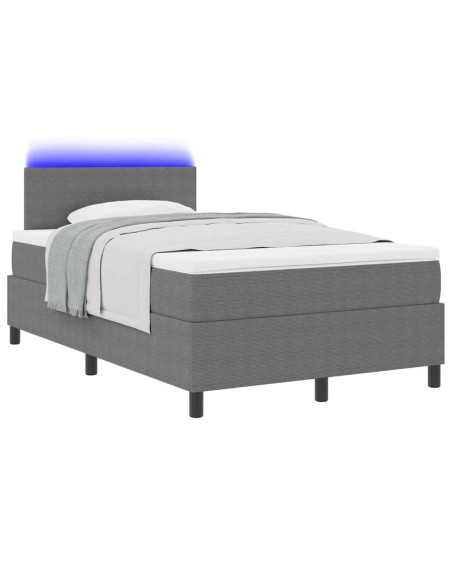 Letto a Sorgente LED Grigio chiaro e bianco 120 x 190 cm