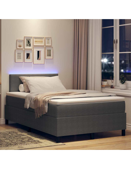Letto a Sorgente LED Grigio chiaro e bianco 120 x 190 cm