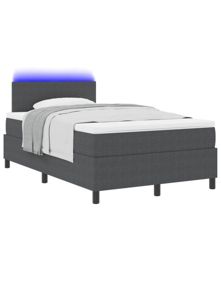 Letto a Sorgente LED Grigio Scuro e Bianco 120 x 200 cm