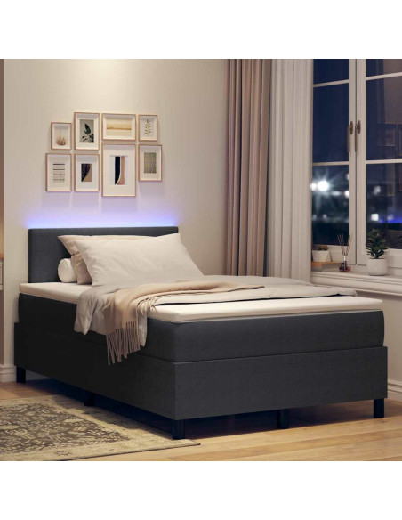 Letto a Sorgente LED Grigio Scuro e Bianco 120 x 200 cm