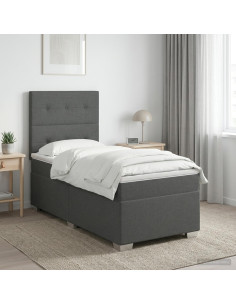 Letto box spring con materasso Grigio Scuro 90 x 200 cm Tessuto