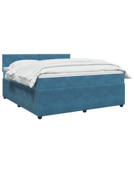 Letto box spring con materasso Blu 160 x 200 cm Velluto