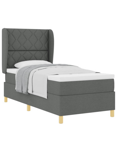 Letto a molle con testiera Grigio scuro 200 x 100 cm Tessuto