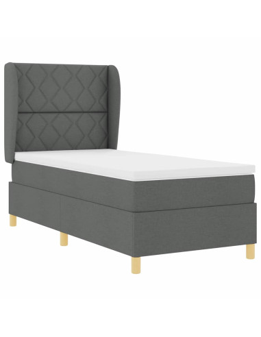 Letto a molle con testiera Grigio scuro 200 x 100 cm Tessuto