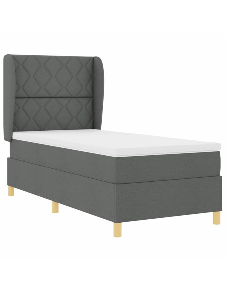 Letto a molle con testiera Grigio scuro 200 x 100 cm Tessuto