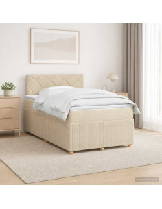 Letto box spring con materasso Crema 120 x 200 cm Tessuto