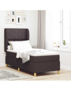 Letto a molle con cuscino Marrone Scuro 200 x 80 cm Tessuto
