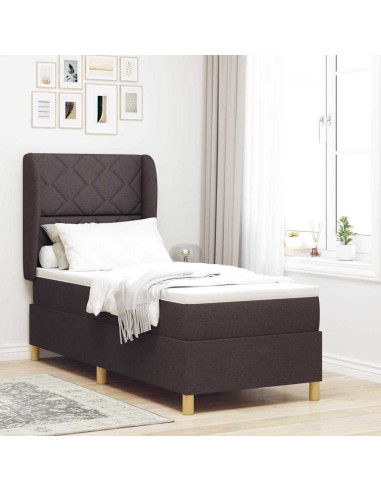 Letto a molle con cuscino Marrone Scuro 200 x 80 cm Tessuto