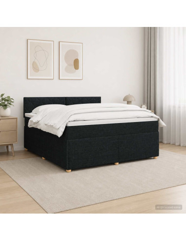 Letto box spring con materasso Nero 140 x 190 cm Tessuto