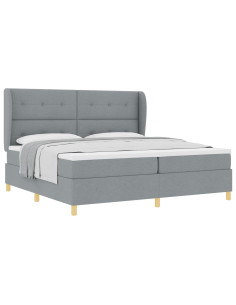 Letto a molle con testiera Grigio chiaro 200 x 200 cm Tessuto 2