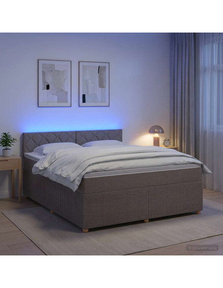 Letto box spring con materasso Tortora 140 x 190 cm Tessuto