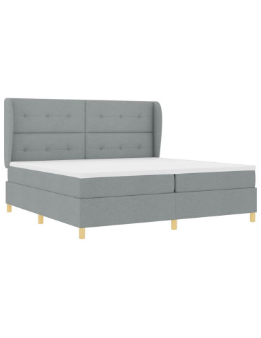 Letto a molle con testiera Grigio chiaro 200 x 200 cm Tessuto