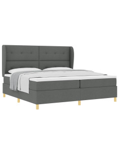 Letto a molle con testiera Grigio scuro 200 x 200 cm Tessuto 2