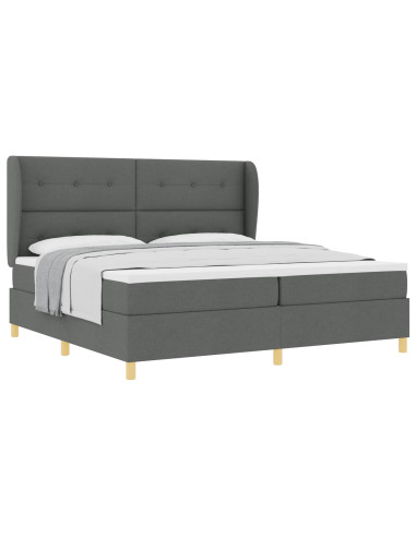 Letto a molle con testiera Grigio scuro 200 x 200 cm Tessuto