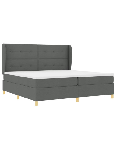 Letto a molle con testiera Grigio scuro 200 x 200 cm Tessuto