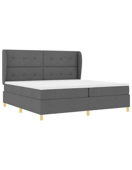 Letto a molle con testiera Grigio scuro 200 x 200 cm Tessuto