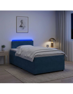 Letto box spring con materasso Blu 120 x 190 cm Velluto