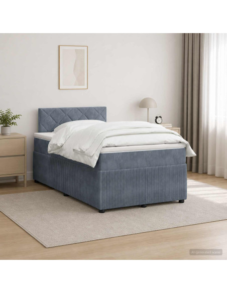 Letto box spring con materasso Grigio Scuro 120 x 190 cm