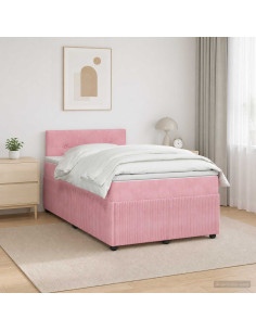 Letto box spring con materasso Rosa 120 x 200 cm Velluto