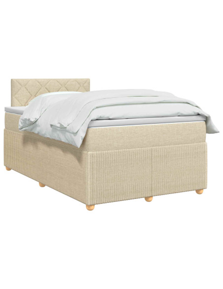 Letto box spring con materasso Crema 120 x 200 cm Tessuto