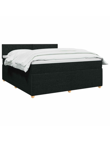Letto box spring con materasso Nero 140 x 190 cm Tessuto