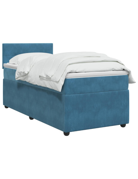 Letto box spring con materasso Blu 100 x 200 cm Velluto