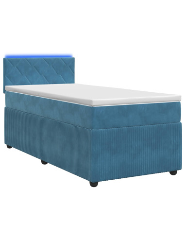 Letto box spring con materasso Blu 100 x 200 cm Velluto