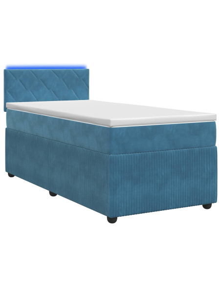 Letto box spring con materasso Blu 100 x 200 cm Velluto
