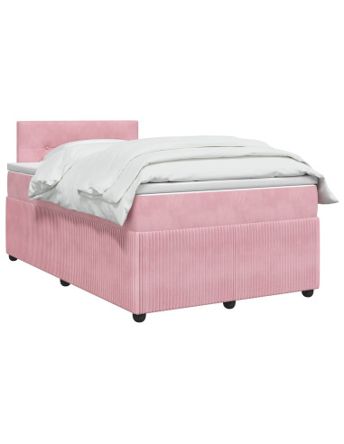 Letto box spring con materasso Rosa 120 x 190 cm Velluto