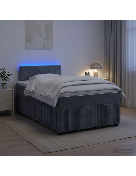 Letto box spring con materasso Grigio Scuro 120 x 190 cm