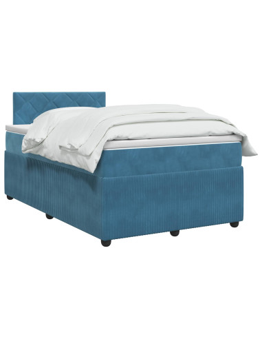 Letto box spring con materasso Blu 120 x 190 cm Velluto