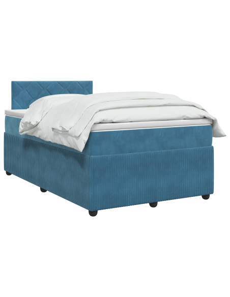 Letto box spring con materasso Blu 120 x 190 cm Velluto