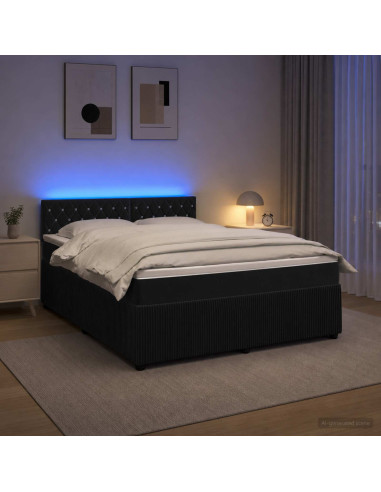 Letto box spring con materasso Nero 140 x 190 cm Velluto