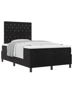 Letto a molle con materasso Nero 120 x 190 cm Velluto 2