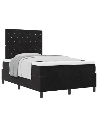 Letto a molle con materasso Nero 120 x 190 cm Velluto