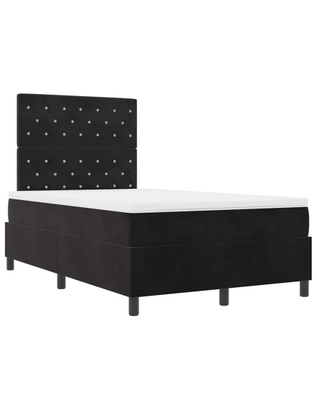 Letto a molle con materasso Nero 120 x 190 cm Velluto