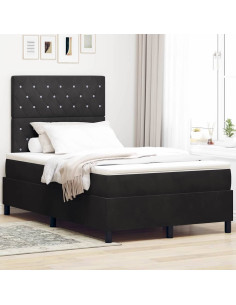 Letto a Sorgente LED con materasso Nero 120 x 190 cm Velluto