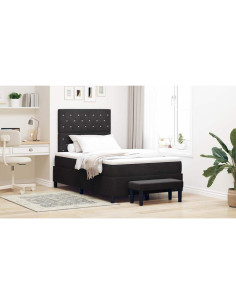 Letto a molle con cuscino Nero 190 x 120 cm Velluto