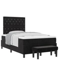 Letto a molle con cuscino Nero 190 x 120 cm Velluto 2