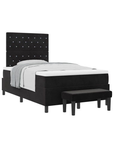 Letto a molle con cuscino Nero 190 x 120 cm Velluto