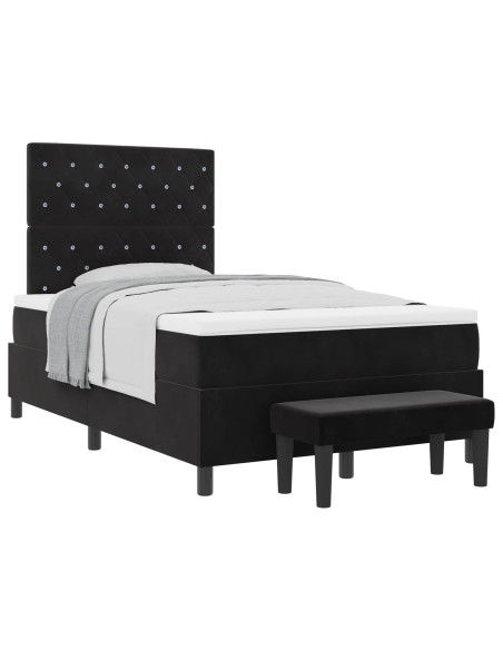 Letto a molle con cuscino Nero 190 x 120 cm Velluto