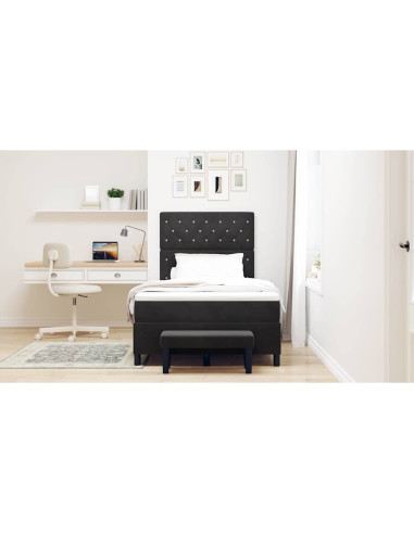 Letto a molle con cuscino Nero 190 x 120 cm Velluto