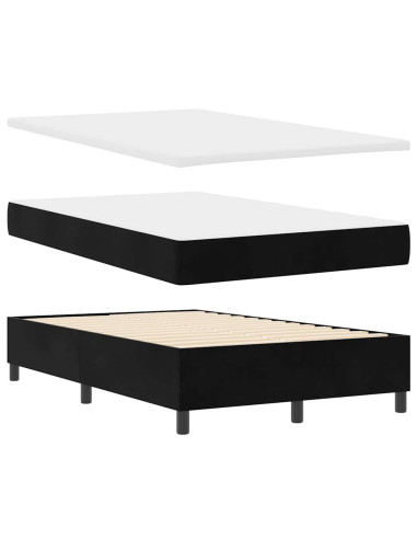 Letto a molle con cuscino Nero 190 x 120 cm Velluto